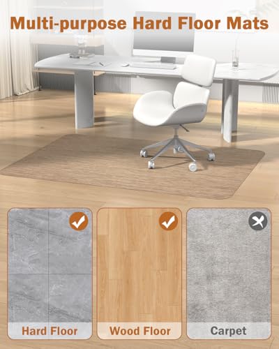 Image of Blvornl Office Chair Mat for Hardwood Floor, 40 inch*55 inch Desk Computer Chair Mat for Hard Wood, Large Anti-Slip Hard Floor Protector for Rolling Chair, PVC Desk Rug for Office Red Brown