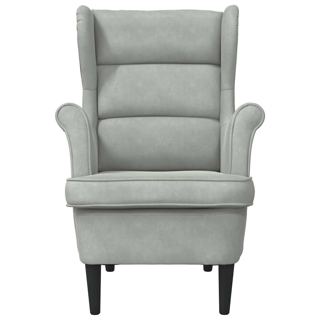 Fotel jasnoszary, z aksamitu z wyściełanym oparciem i podłokietnikami, ergonomiczny i wygodny, 74 x 84 x 100 cm, mebel do siedzenia do salonu, biura, kącika do czytania i wypoczynku