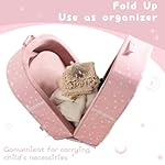 BYBYME Portable Waterproof Crib Floor Bed Toddler Travel Bed with Mattress, Washable Fitted Sheet Foldable Travel Cot Grandpa Grandma, Rose - Image 3