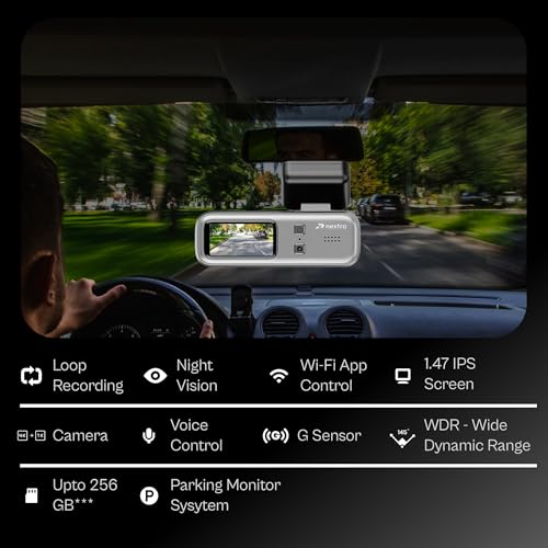 Image of Nextro X600 DualVision Car Dashcam, Parking Monitor, Hardwire Kit, 4K Front + 1K Rear Dual Channel, 145 Wide Angle, Wi-Fi App, Night Vision, WDR, G-Sensor, Voice Control, 1.47 inch IPS Display