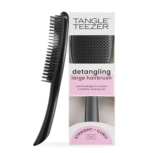 Tangle Teezer Grande Ultimate Detangler - Spazzola Grande Districante capelli spessi, ricci e lunghi - Bagnati e Asciutti - Setole doppie, anti-rottura, scioglinodi - Superficie Ampia - Nero