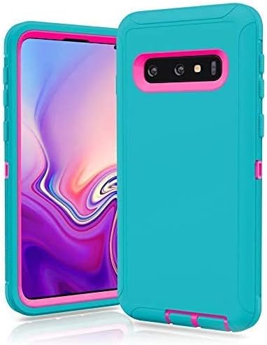FastSun Samsung Galaxy S10 Plus Defender Case, Protective Defender Shockproof Hybrid Case Dual Layer Design Hard Cover for Samsung Galaxy S10 Plus (Teal-Pink)