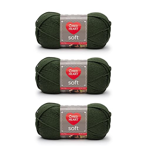 Image of Red Heart Soft Dark Leaf Yarn - 3 Pack of 141g /5oz - Acrylic - 4 Medium (Worsted) - 256 Yards - Knitting /Crochet