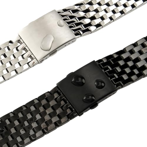Bracelet montre acier inoxydable robuste 7 perles à interface plate - 5