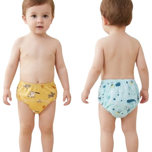 Image of Bembika Baby Training Pant Soft Cotton Reusable Potty Training Pants For Kids Leak-Resistant, Padded Underwear For Babies To Support Diaper Free Transition (M Size For 12-18 Months Pack Of 2)