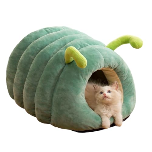 猫 ベッド 暖かい 冬用 ペットハウス 猫用 洗える 小型犬用 ペットベッド 冷房対策 クッション付き 猫犬兼用 滑り止め 半密閉式 おしゃれ ふわふわ 大きめ 防寒 グリーンA 32