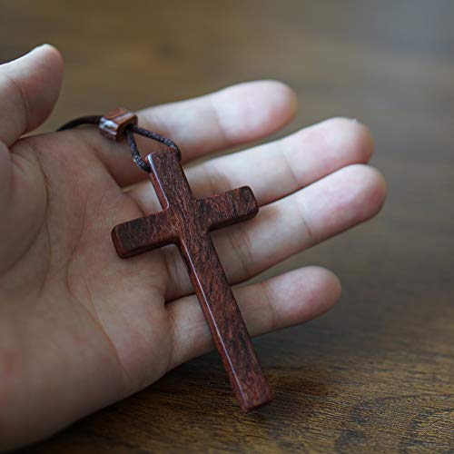 Xianli Wang Natural Sandalwood Large Cross Pendant Necklace for Men Women Gift Wood Wooden Casual Sweater Chain Car Rearview Mirror Pendant4
