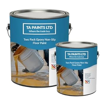 T A Paints Ltd Non Slip Epoxy Garage Floor Paint Heavy Duty Industrial Floor Coating Concrete Stone Brick Factory Garage Floors (1L BS 18 E 53 Blue)
