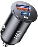 INIU Car Charger, Cigarette Lighter USB Charger Total 60W [USB C 30W+USB A 30W] 12V USB Socket, PD3.0 Fast Charge Car Phone Charger Metal Adapter for iPhone 17 16 15 14 13 Pro Max iPad Samsung Google