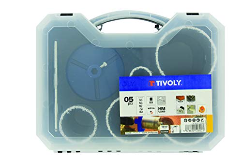 Tivoly XT50527052800 Trépans carbure HM Coffret 5p de 33mm à 83mm, Non Concerné, 33-53-67-73-83