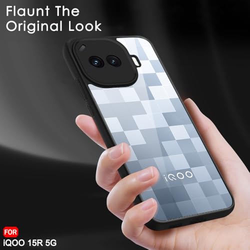 Image of TheGiftKart for iQOO 15R Case | Hard Clear Back Cover | Non-Yellowing Back | Camera & Screen Protection | Hybrid Protective Transparent iQOO 15R Back Cover (PC & TPU, Black Sides)