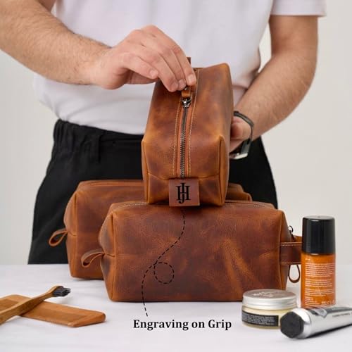 Handcrafted Personalized Genuine Leather Toiletry Bag for Men, Custom Dopp Kit Gift with Monogram, Ideal Gift for Groomsmen, Travel Pouch with Zipper Closure, Gift for Fathers Day Wedding or Travel4