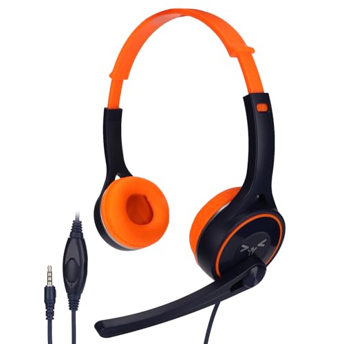ADMYTHGB Auriculares estéreo para niños, Auriculares con Cable para niños con Conector de 3,5 mm, diseño Plegable de reducción de Ruido, Orejeras cómodas y Puerto para Compartir para