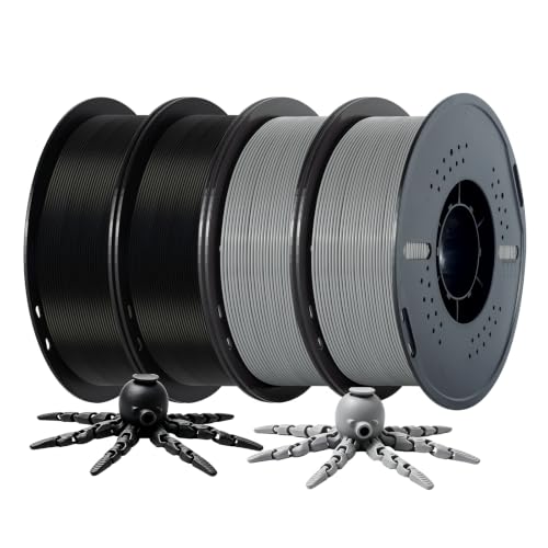 Image of Kingroon PLA 3D Printer Filament, Dimensional Accuracy + /- 0.02 mm, 4kg Spool(8.8lbs), 1.75 mm, 4KG 2KG Black+2KG Grey