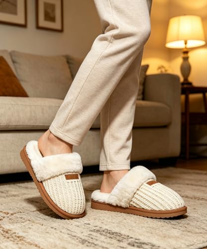 Image of Litfun Women's Fuzzy Memory Foam Slippers Fluffy Winter House Shoes Indoor and Outdoor