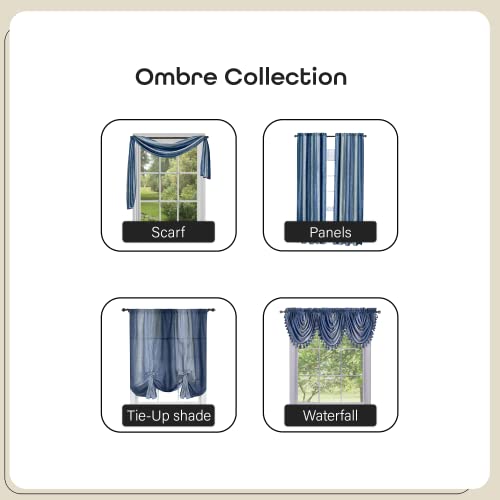 Sheer Window Scarf Valance - 50 Inch Width X 144 Inch Length (Blue) - Light Filtering Polyester Curtain Scarf - Lightweight Drapes For Living Room, Bedroom & Dining Room By Achim Home Decor #TOP4