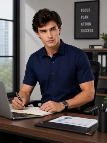 Image of Appel Touch Men's Cotton Blend Formal Shirt Half Sleeves