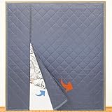 Reversible Wide Magnetic Thermal Insulated Door Curtain for Winter,Thicken Polyester Fiberfill & Heavy Duty Oxford Cloth,Temporary Window Insulation Cover Curtain for French Sliding Door,74”x81,Grey