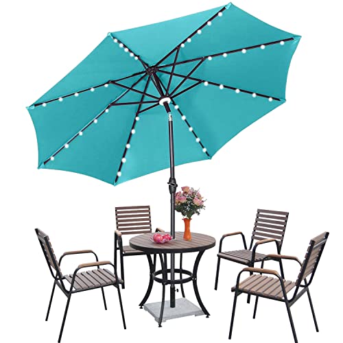 Sunoutife 10Ft Patio Umbrella With Solar Lights, 40Led Large Outdoor Table Umbrella With Tilt Adjustment And Crank For Market Garden Backyard & Pool #TOP7