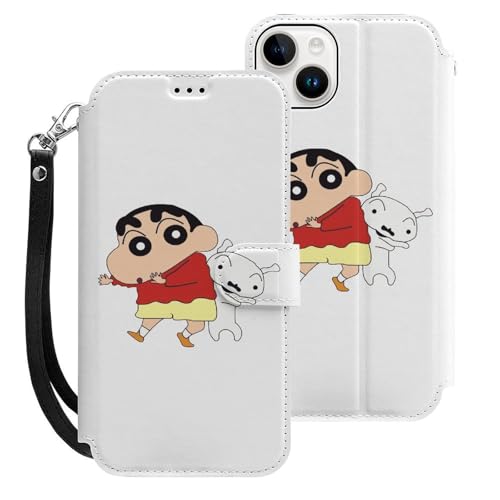 クレヨンしんちゃん iPhone15Plus用ケース 手帳型 スマホケース アイホン15Plus用 財布型カバー カードポケット スタンド機能 誕生日ギフト 人気 男女兼用