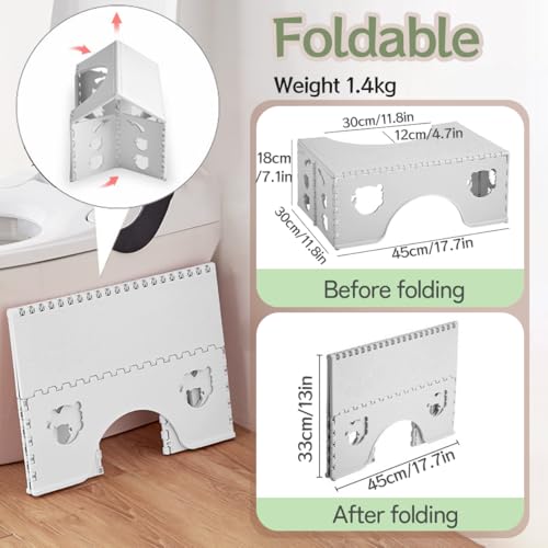 Toilettenhocker Klappbar Kinder Hocker Badezimmer - WC Hocker Erwachsene, Anti-Rutsch Faltbarer Kackhocker, Hilfe Gegen Verstopfung, Gewicht 1,4 kg