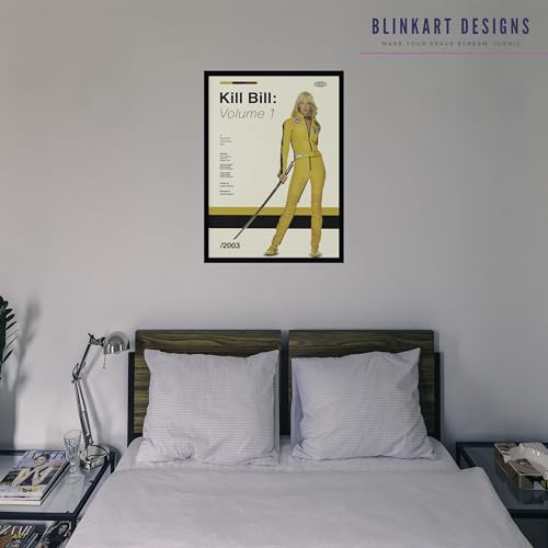 Image of BLINKART Kill Bill Volume 1 Vintage Movie Poster Frame 8x12 Inch | Premium 300 GSM Paper Wall Print | Mid Century Vintage Film Artwork for Home, Bedroom, Living Room, Office | Framed Photo Decor