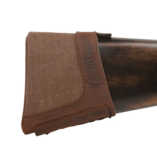 Tas Trost Slip On Butt Pad, Canvas Gun Recoil Pad Extension Buttstock for Rifle Shotgun (Coffee, L: 3 1/8