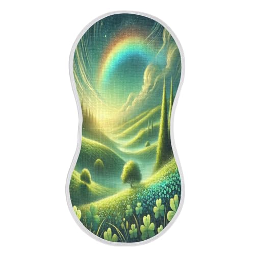 St Patricks Rainbow Emerald Baby Burp Cloths Absorbent Muslin Soft Burp Cloth Rags Cotton Burp Clothes for Newborn Girl Unisex Boy 1 Pack 22x11 Inches
