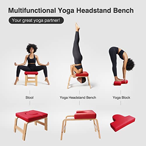 Desire Life Yoga Headstand Bench - standaard yoga-stoel voor familie, gym - hout en PU-pads - verlicht vermoeidheid en bj tot lichaam - Image 6