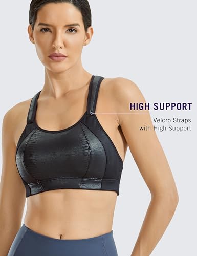 Image of SYROKAN Women's Sports Bra Front Adjustable High Impact Support Padded Wireless Racerback Plus Size Running Bra