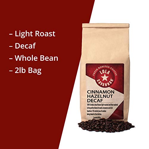 Lola Savannah Cinnamon Hazelnut Whole Bean Coffee - Spice Up Your Day With Warm And Nutty Flavor Blend Of Cinnamon & Hazelnut Coffee, Decaf, 2Lb Bag #TOP6