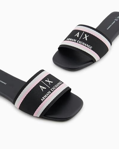 Image of Armani Exchange Women's Padded Slide on Sandal With Printed Corporate Logo on Top