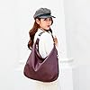 Ashioup Hobo Taschen für Damen, weiches PU-Leder, lockere Schultertasche, Geldbörse mit Reißverschluss, Dunkelroter Kaffee, Einheitsgröße #5