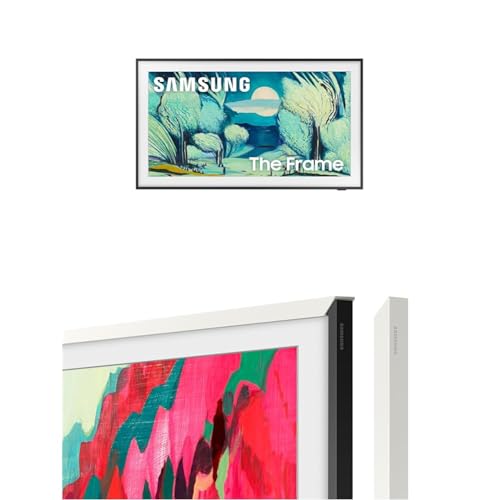 Image of SAMSUNG 65-Inch The Frame LS03F 4K QLED Smart TV (2025 Model) with Modern White Customizable Bezel Bundle