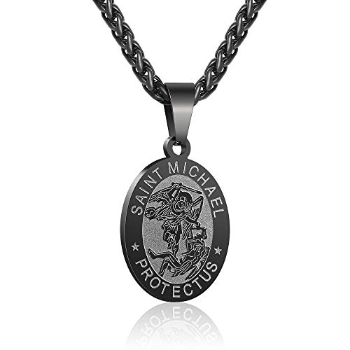 RS Saint St Michael/Christopher/Jude/Benedict/Joseph/Anthony Medal Necklace for Men Boys 24 In Religious gifts