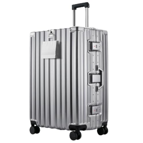 Image of Zipperless Luggage, 28 Inch Checked Suitcase | Checked Luggage, 9H Scratch PC Hardshell, Aluminum Frame, TSA Lock, 360 Spinner Wheels, Silver