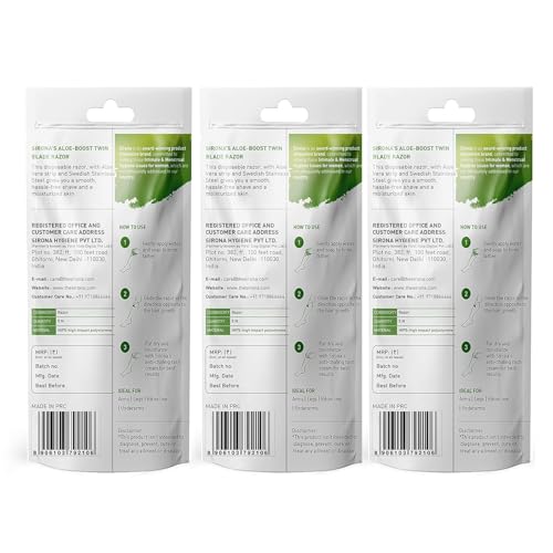 Sirona Disposable Hair Removal Razor For Women, With Aloe Boost For Arms, Legs And Bikini Line, 2 Blade Shaving Razor - Pack Of 3 - Image 10 thumbnail