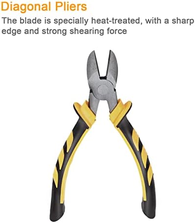 XJYMCOM 3PCS Pliers Set Heavy Duty Plier Set Side Cutter Combination Pliers and Long Nose Cable Wire Cutting Pliers Soft Grip Handle Tools with Needle Nose Pliers