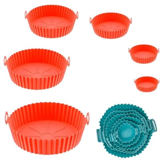 Kit 6 Formas redonda Antiaderente Em Silicone para AIR FRYER Reutilizável EM Mirco Ondas, Antigordura, varios tamanhos