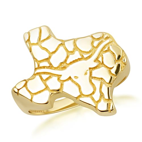 10K Yellow Gold State Longhorn Nugget Ring - Size 7-3/4