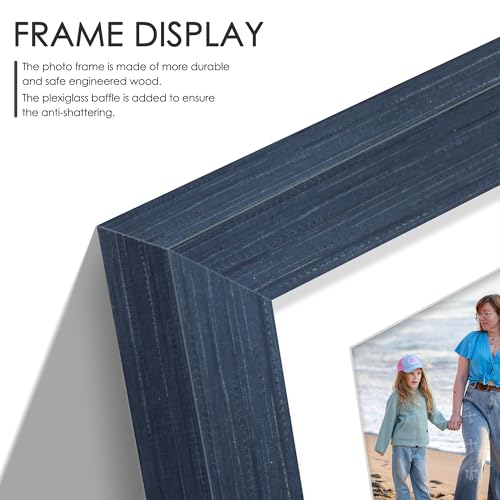 Image of DUENPY 8.5x11 Double 5x7 Picture Frame Double Picture Frame Displays Two 5x7 inch Photos Available Horizontal Wall Mounting Display and Vertical Navy Blue