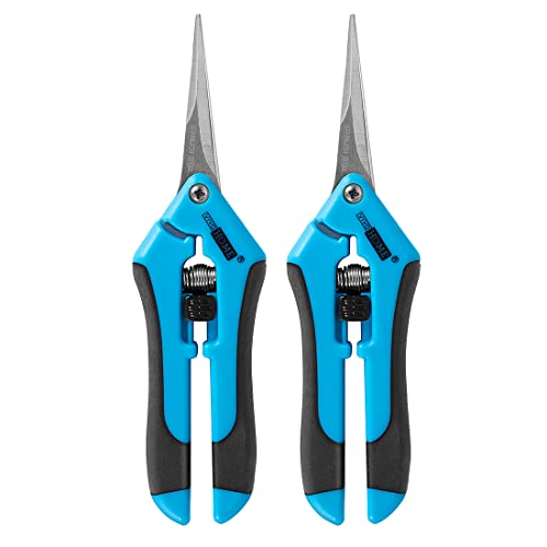 VIVOHOME Podadora de mano para jardinería con cuchillas de acero inoxidable rectas y antiadherentes, para bonsái, color azul (Pack de 2)