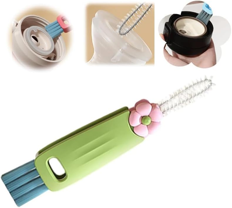 Cepillo de limpieza de tapa de taza 3 en 1, cepillo multifuncional para limpiar la tapa del biberón, espacio reducido, juego de cepillos de limpieza