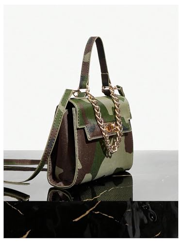 Image of RoseSeek Women's Camo Flap Square Bags Chain Strap Top Handle Satchel Crossbody Bag