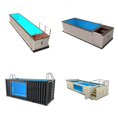 Piscinas de contenedor para exteriores de 20 pies y 40 pies con ventana de vidrio, kit de piscina sobre el suelo de fibra de vidrio para adultos