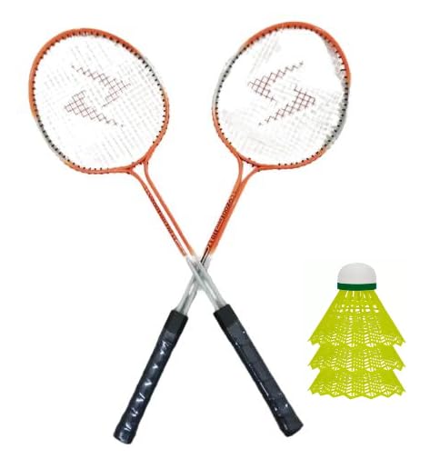 Generic Multicolour Badminton kit Set of 2 Piece Racquet with 3 Piece Plastic Shuttlecock Badminton Kit-image-18