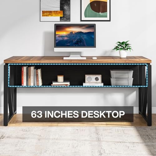 Image of Executive Desk for Home & Office| Executive Desk for Office, Laptop Table, Study Table, Modern Workstation |Walnut Cream & Black |DIY | 160x80x75 CM