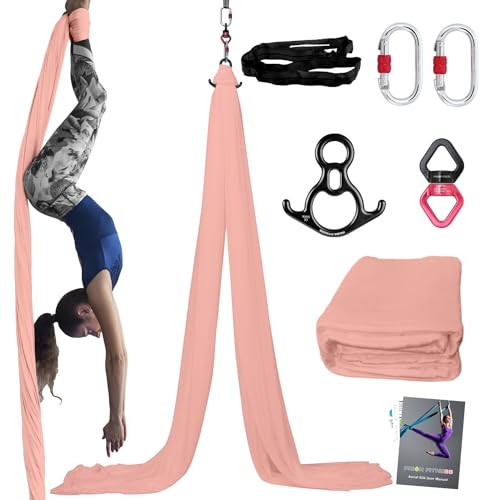 PRIOR FITNESS Aerial Silks Kit Colorful 9/15/20 Yards 40D Nylon Fabric Hammock Set With Hardware & Guide for All Levels Of Aerial Yoga Practice and Acrobatic Flying For Adults Aerial silk