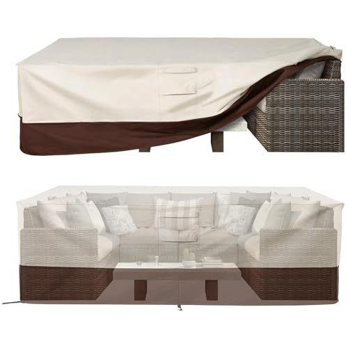 EASYBUYTECH Waterproof Patio Furniture Set Cover 600D Lawn Patio Furniture Cover with Padded Handles Patio/Outdoor Table Cover Patio/Outdoor Dining Rectangular Table Chairs Cover 180x120x74cm