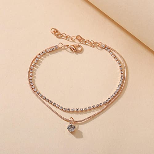 Zeshimb Boho Ankle Bracelets For Women Layered Cubic Zirconia Tennis Anklet Dainty Thin Snake Chain Anklet Summer Beach Rhinestone Charms Ankle Chain Foot Jewelry For Women Girls #TOP1